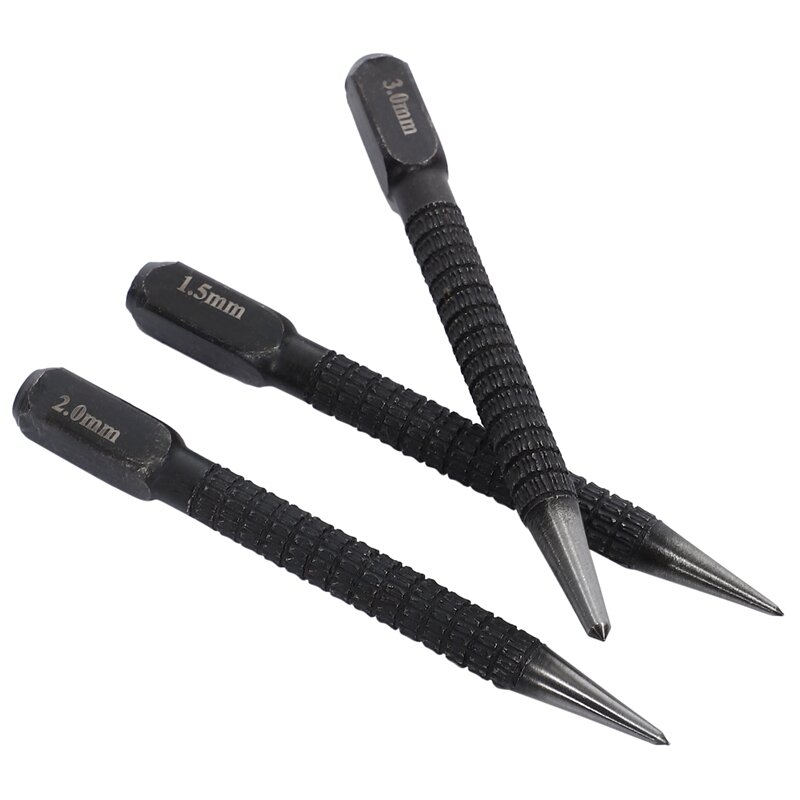 3Pcs High-Carbon Steel Center Punch Set 10Cm Non Slip Center Punch For Alloy Steel Metal Wood Marking Drilling Tool