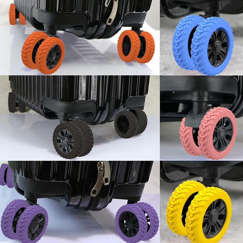 8 buah penutup roda silikon bagasi pelindung roda koper penutup troli casing kastor lengan mengurangi kebisingan pelindung roda penutup