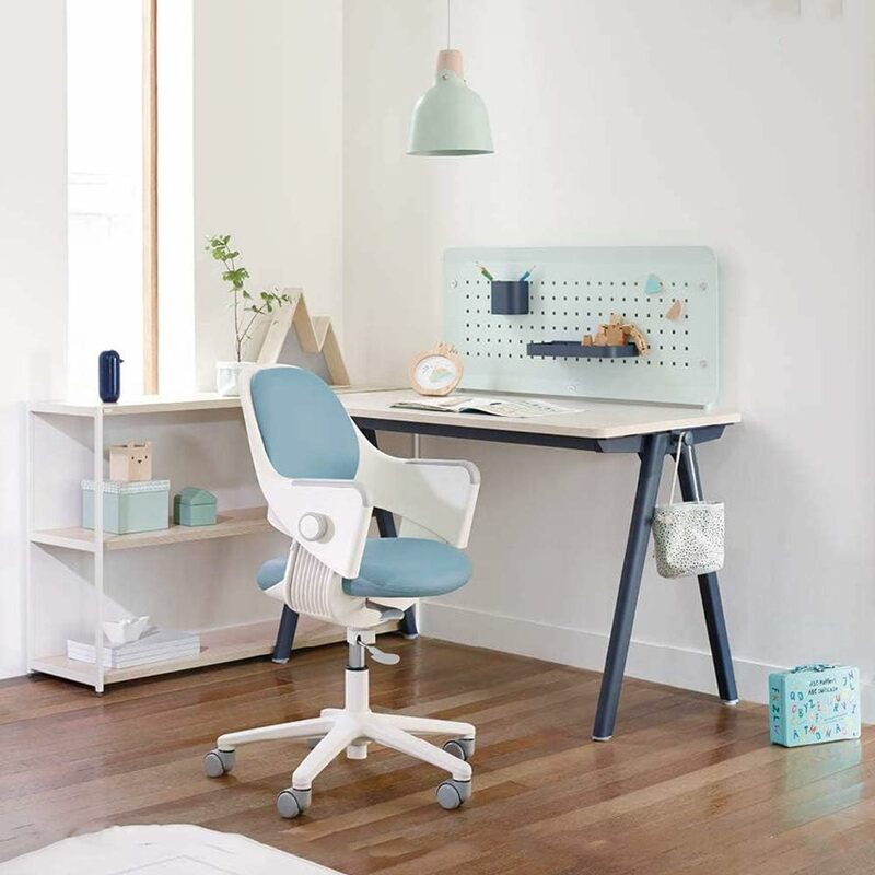 Krzesło z podnóżkiem biurkowy SIDIZ-Ringo, ergonomiczne dzieci 4-stopniowy, rosnący, lawendowy błękit