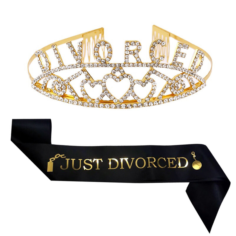 Черная, золотая, только что разведенная тиара, корона, повязка на голову для женщин, счастливый развод, аксессуары для украшения, подарки
