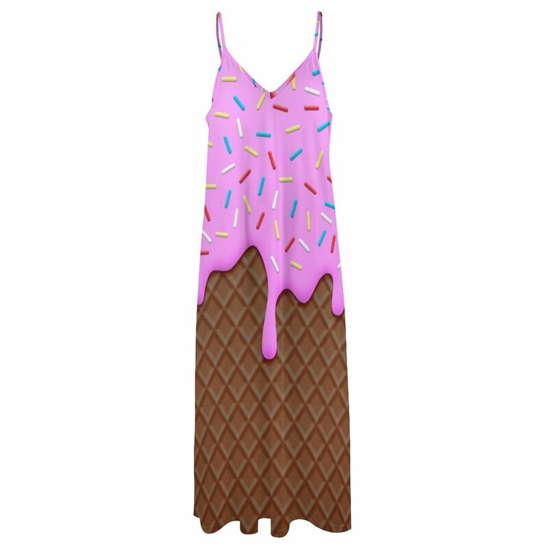 Schokolade und Erdbeer Eis ärmellose Kleider Kleider für Frauen 2023 Luxus Designer Party Frauen Abendkleid