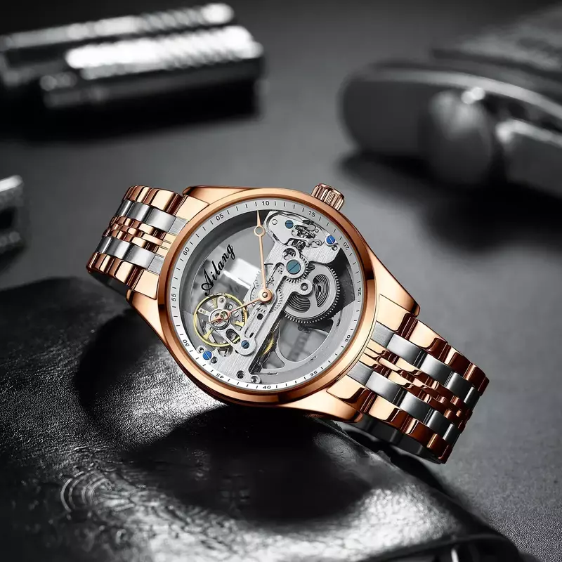 2022 new men's automatic mechanical watch sports double-sided hollow design waterproof watch business men's watch
