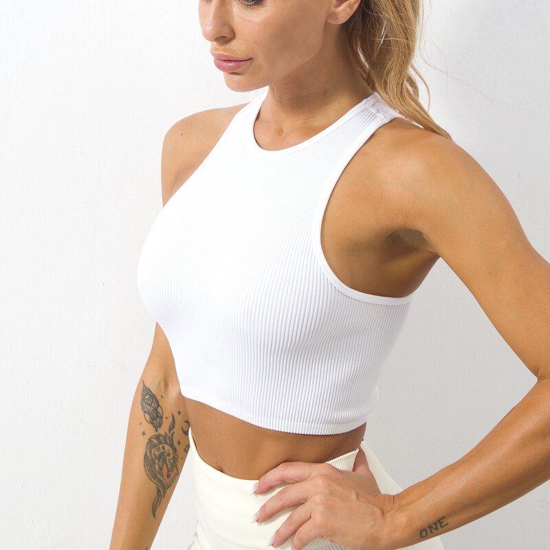 SALSPOR-Camiseta sin mangas de Yoga para mujer, Chaleco de punto sin costuras, transpirable, para correr, deportes, gimnasio, Fitness