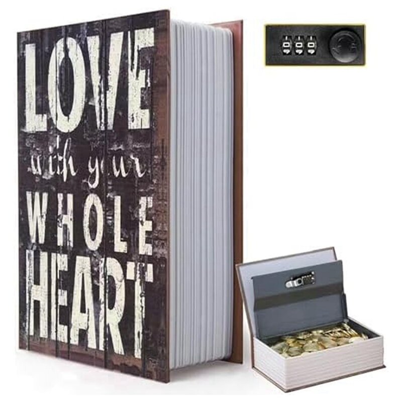 Decorative Book Safe Box With Lock, Vintage Faux Book  Safe For Decoration, Secret Diversion Book