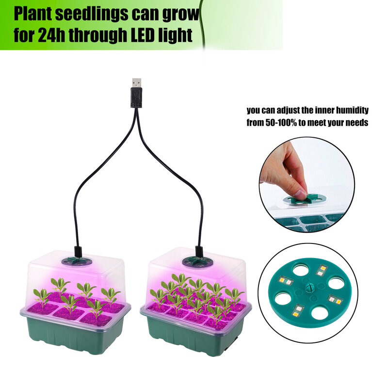 Lampe de croissance pour démarreur de graines, éclairage Led pour la Germination des plantes en serre, adapté au Kit de démarrage de semis avec dôme pour les outils de plantes