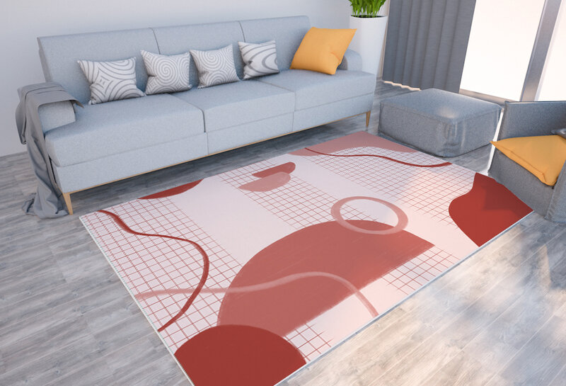 Karpet motif geometris abstrak Modern bohemian, karpet rumah ruang tamu, dekorasi sofa, keset lantai, karpet area besar lembut untuk ruang tidur