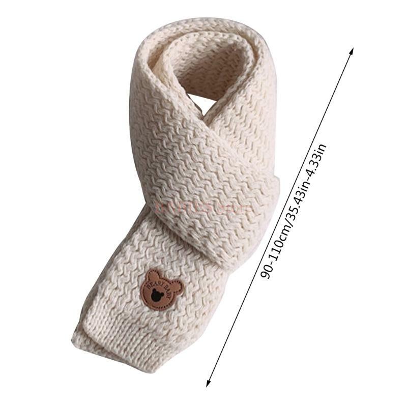 C9GB 귀여운 곰 패턴 어린이 스카프 따뜻하고 아늑한 Neckerchief 가을 겨울 액세서리