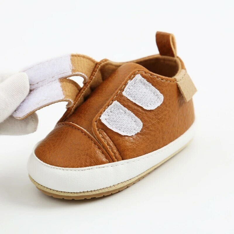 PU Casual รองเท้าเด็กรองเท้าเด็กรองเท้าผ้าใบเด็กทารกสีทึบรองเท้าเด็กถุงเท้าทารกเด็กวัยหัดเดินรองเท้าลื่น