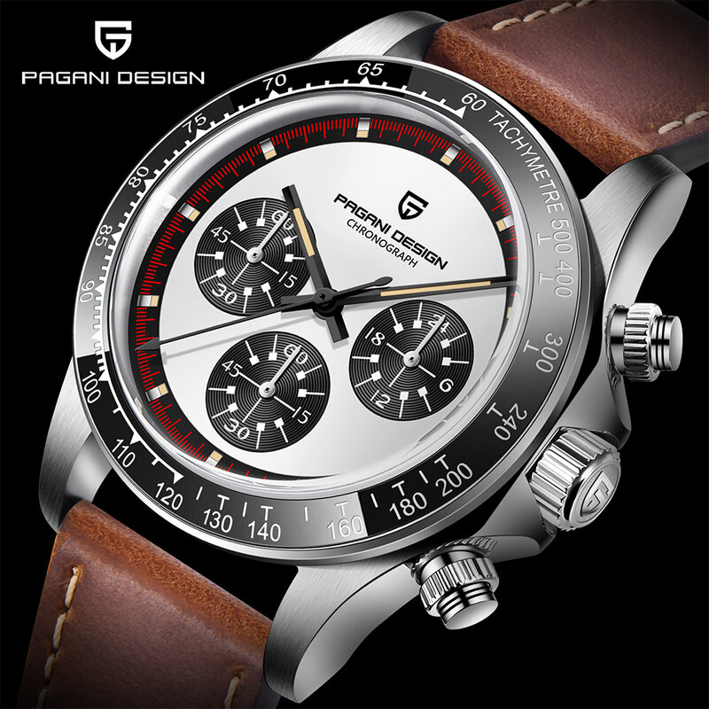2023 винтажные Дизайнерские мужские кварцевые часы PAGANI VK63 Move для мужчин t 40 мм 316L Стальные наручные часы с белым трехглазным циферблатом кожан...