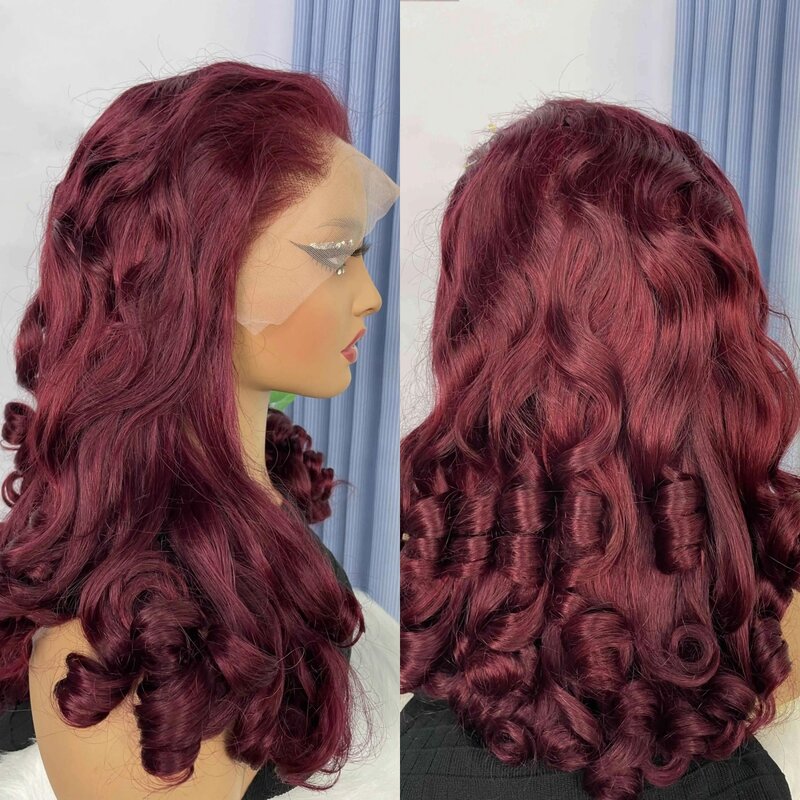 Wig rambut manusia keriting ketebalan 350 warna 4-300% Wig renda gelombang longgar transparan 24 inci 13x4 HD untuk wanita mulus Remy