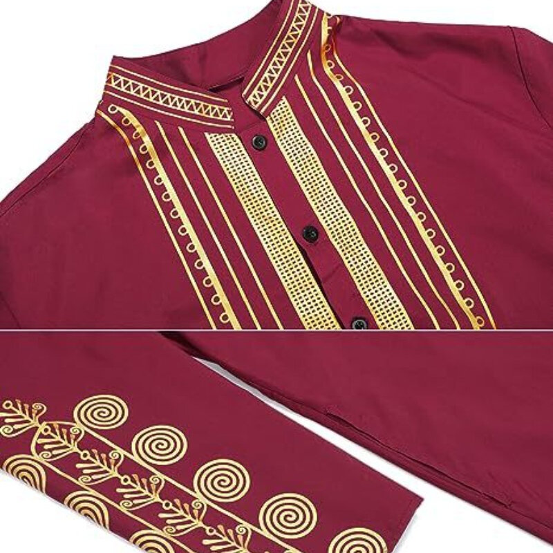 Traje africano para hombre, Top y pantalones bronceados, conjunto de 2 piezas, ropa islámica árabe, arabia Saudita