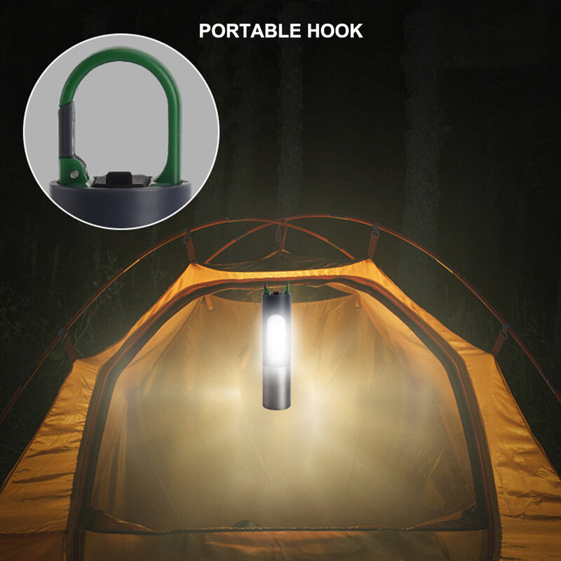 Amanecer Fire-linterna LED de 450LM para acampada, luz lateral superbrillante, pantalla de lámpara de carga tipo C, extraíble, CB-836
