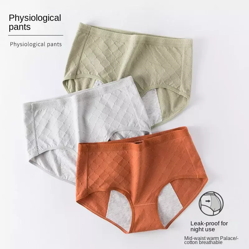 Algodão antibacteriano calcinha menstrual para mulheres, calças sanitárias para prevenção de vazamento, período fisiológico calcinha, tamanho grande, novo