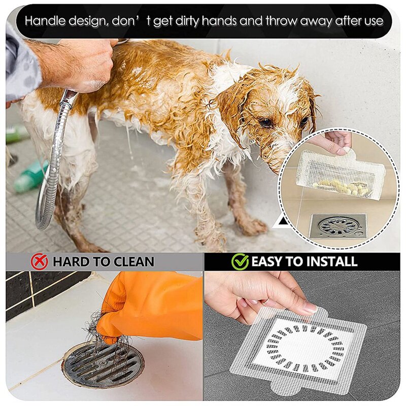Collettore per capelli usa e getta scarico doccia lavello a pavimento filtro a rete con adesivi per bagno e cucina confezione da 30
