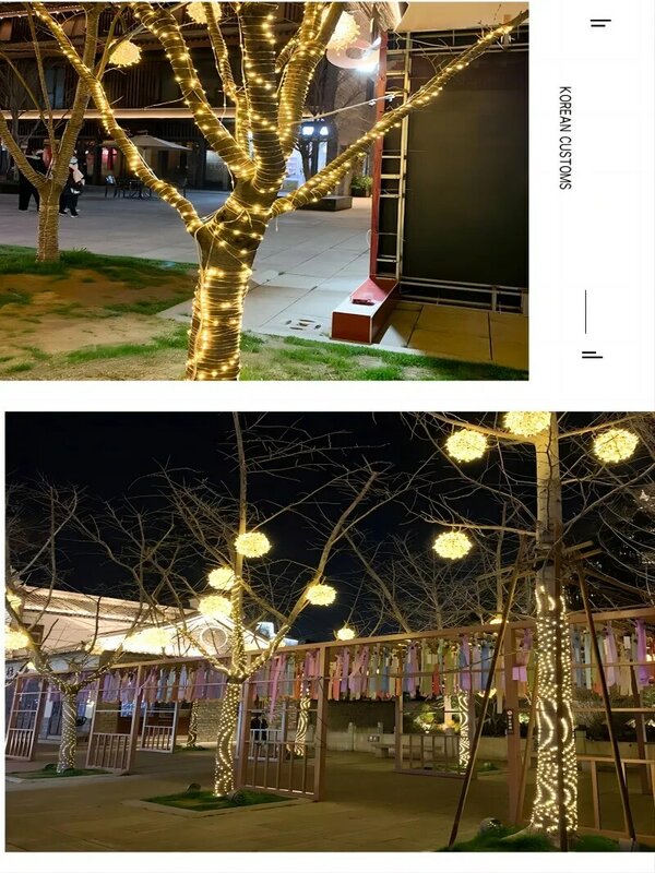 Guirnalda de luces Led solares para exteriores, guirnalda impermeable de 7M, 12M y 22M para decoración de jardín y fiesta de navidad