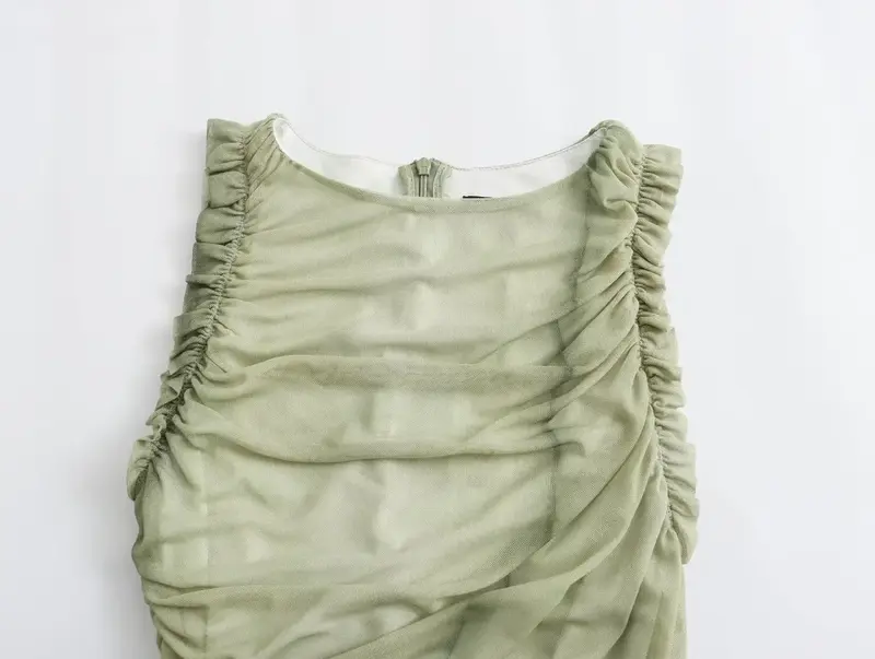 Женское Новое шикарное модное облегающее боди с многослойным украшением из тюля, винтажное женское короткое Боди без рукавов на пуговицах