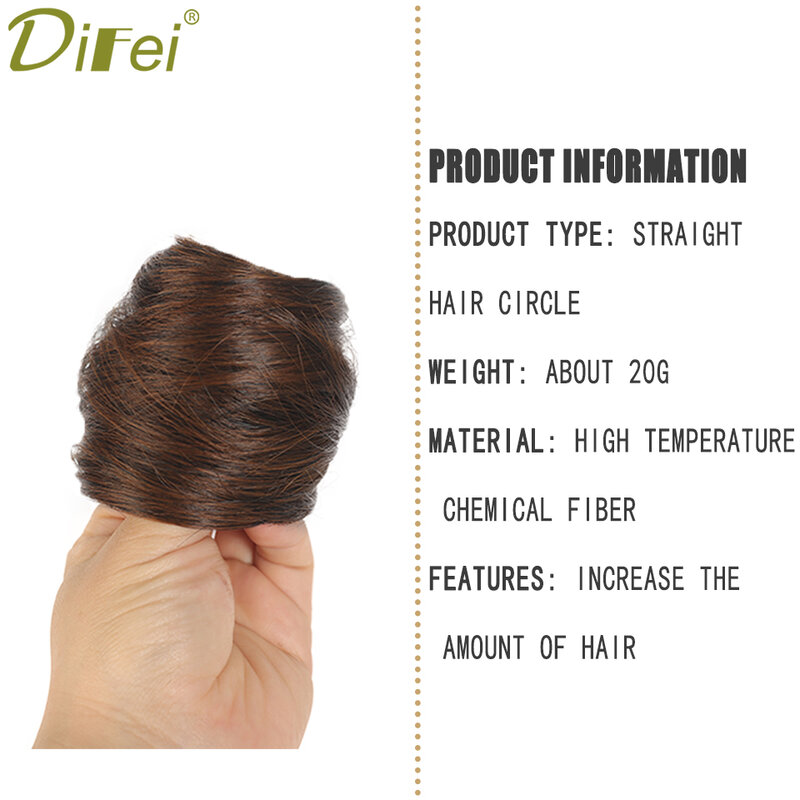 DIFEI Synthetic Wig Straight Hair Circle Ponytail Female Ball Head Lazy Contract To Increase Hair Volume Necessary Artifact