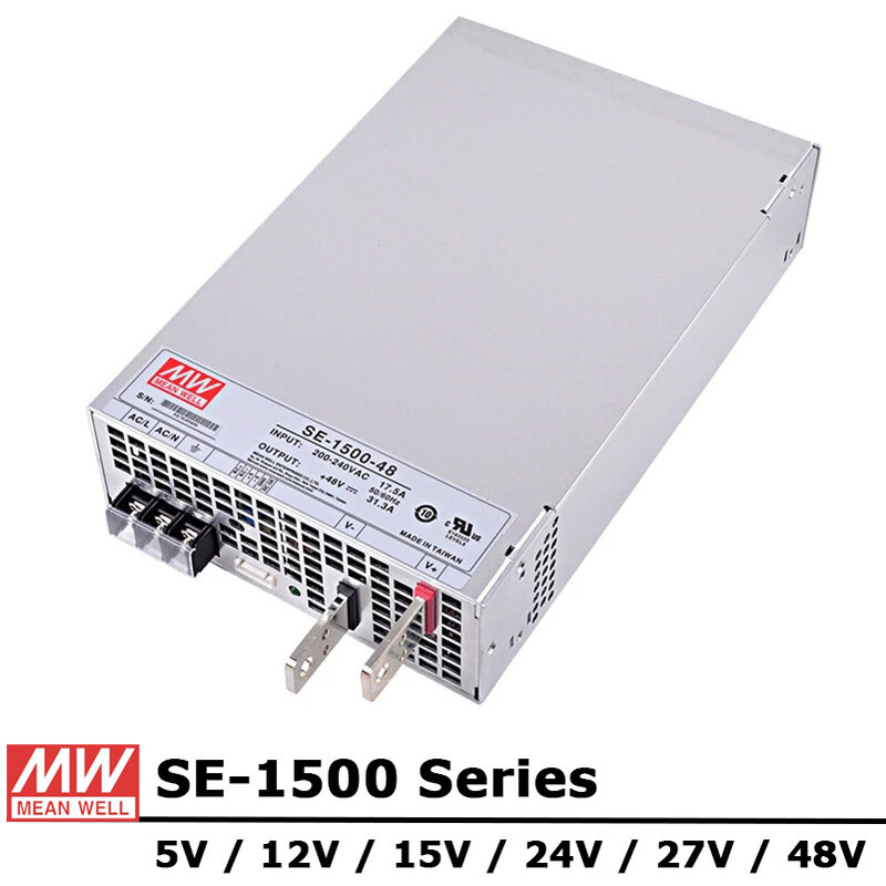Meanwell-fuente de alimentación conmutada SE1500, 1500W, salida única DC 5V 12V 15V 24V 27V 48V Mean Well MW SE-1500