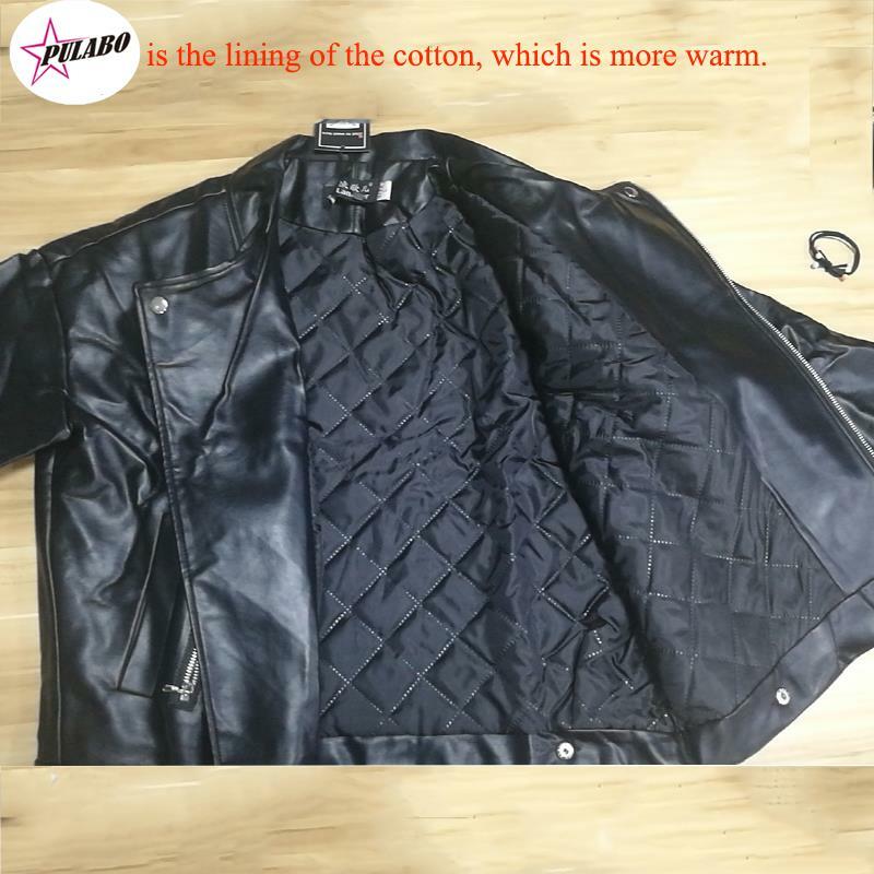 PULABO-chaqueta de cuero de gran tamaño para mujer, abrigo de imitación de estilo coreano, prendas de vestir negras, y2k, Otoño e Invierno