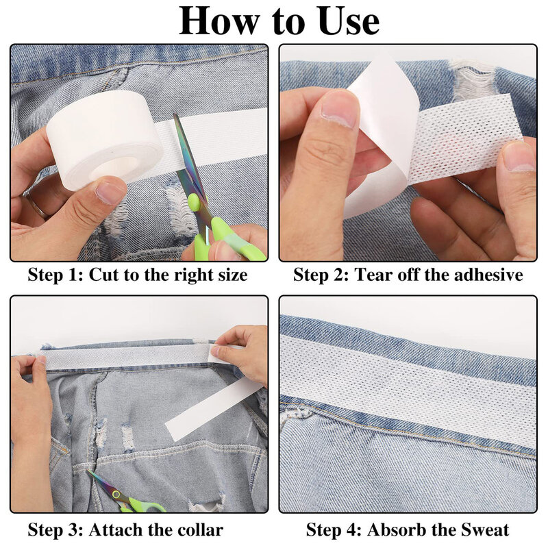 Almofadas de suor auto-adesivas para suor absorvendo suor camisas, colarinho adesivo, fita respirável, rapidamente absorvente