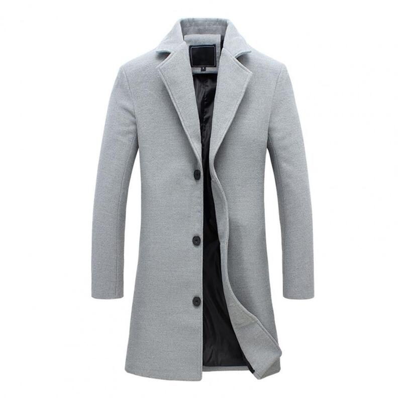 Casaco masculino de poliéster único Breasted, casaco de inverno, roupa masculina