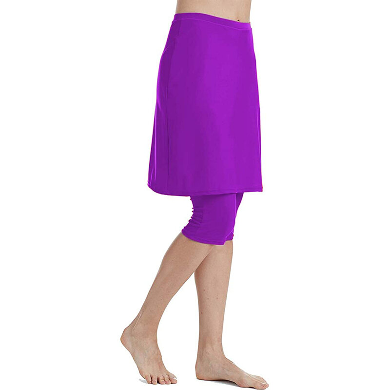 Leggings capris da donna gonna energetica costume da bagno gonna protezione solare (viola)