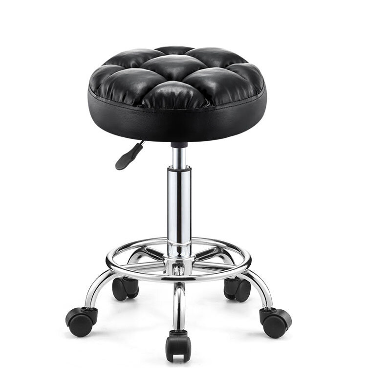 Cadeira de cabeleireiro salão de beleza barbeiro salão de beleza cadeira mobiliário rotativo levantamento com rodas redonda banqueta manicure cadeiras de couro macio
