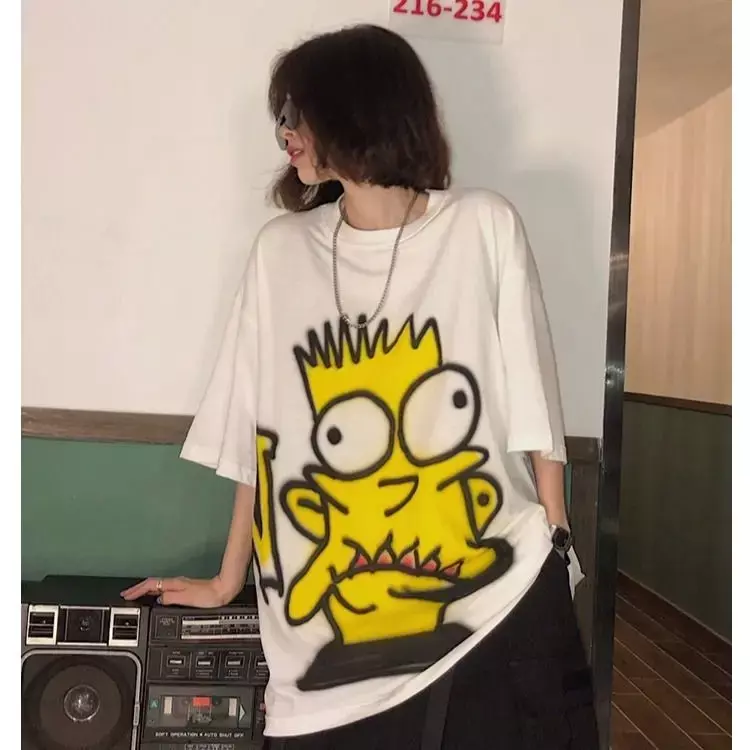 Oversized casual style loose printed tops T shirt for students shirts for women harajuku korean vintage goth y2k clothes