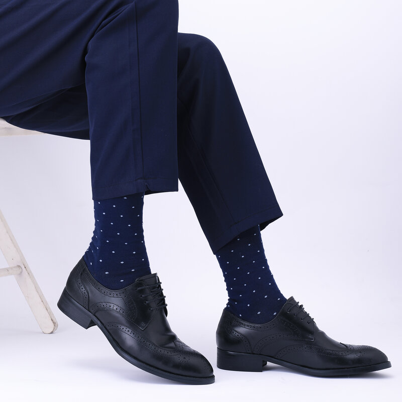 Calcetines de vestir para hombre, medias de algodón peinado de alta calidad, informales, transpirables, color negro, 5 pares