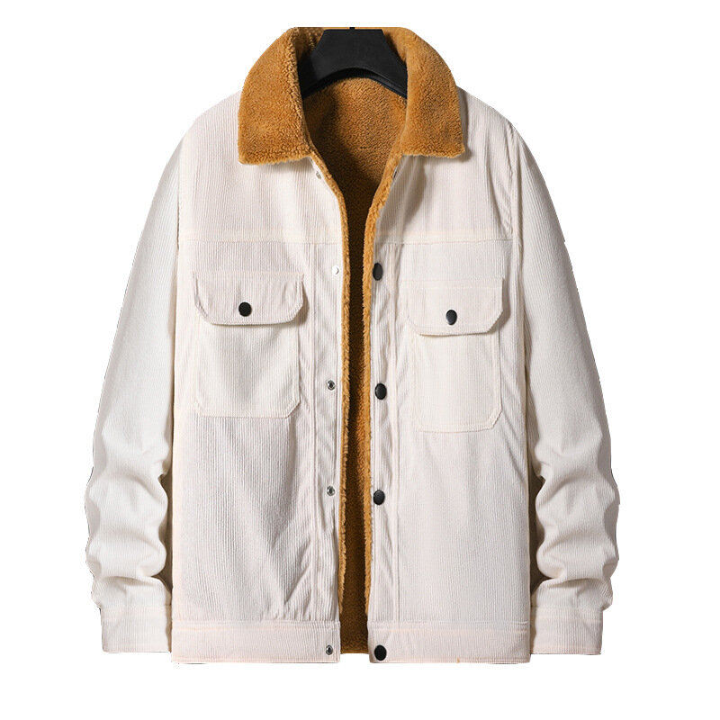 Inverno nuova calda giacca di velluto a coste da uomo moda foderata in pile cappotto Cargo spesso capispalla termica Casual abbigliamento maschile