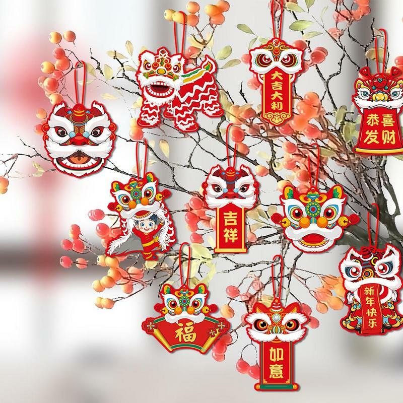 2024 중국 새해 펜던트, 웨딩 크리스마스 용수철 축제 파티, 레드 댄스 사자, 가정 정원 장식 펜던트