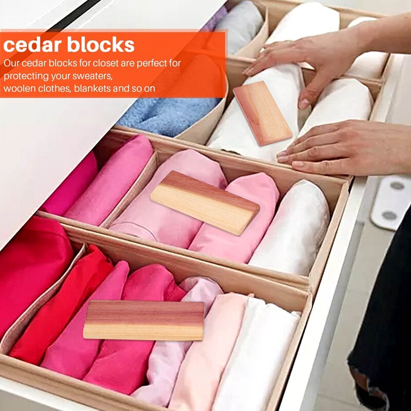 16 Pack Cedar Blocks For Closet,Red Cedar Blocks For Storage, Aromatic Cedar Blocks For Closet And Drawer