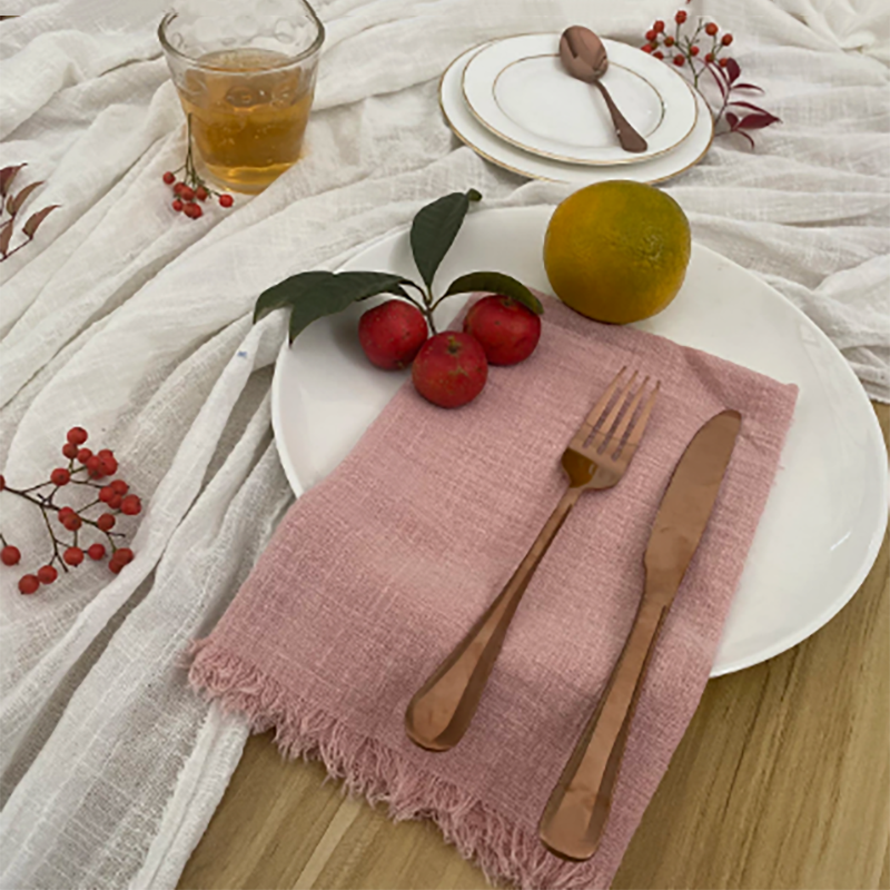 12pcs Napkins Cotton Cloth 32*32cm Rustic Gauze Hanky Tea Towel Dining Place Mats Wedding Supplies Linen Home Table Decor