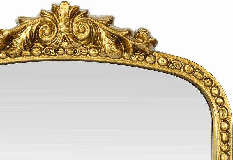Ornate Baroque Inspired Arched Full Length Floor Mirror Vintage Gold Foil Finish Leaner Fireplace Mantel Dresser Entryway