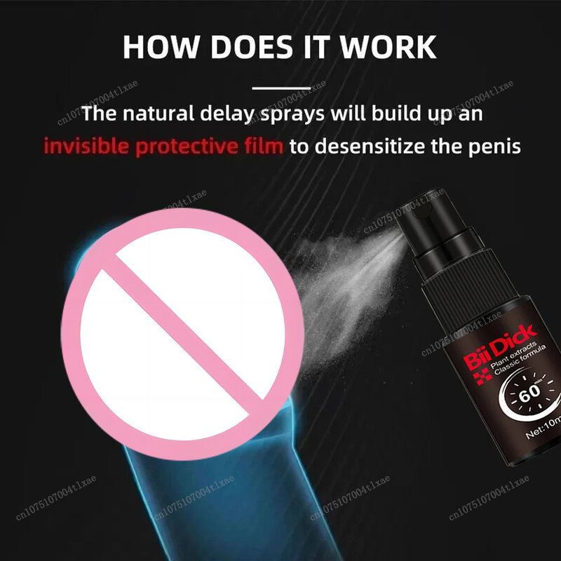 Spray de atraso peniano masculino para uso externo, ejaculação precoce, duradoura, 60 minutos, produto eréctil rápido, adultos