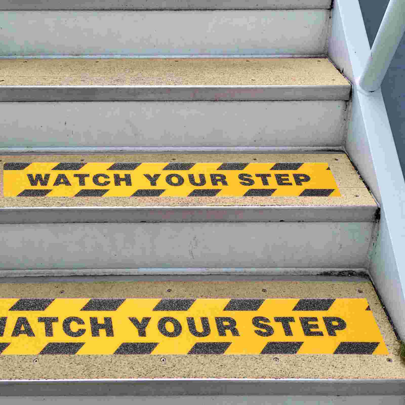 Pegatinas de cinta de advertencia para suelo de escalera, calcomanías de papel de aluminio para ver su paso, plataformas