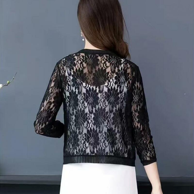 Fashionable Ladies Summer Casual Top Cover Up M to 4XL Women Short Lace Cardigan Ladies Summer Top Cover Up Womenswear