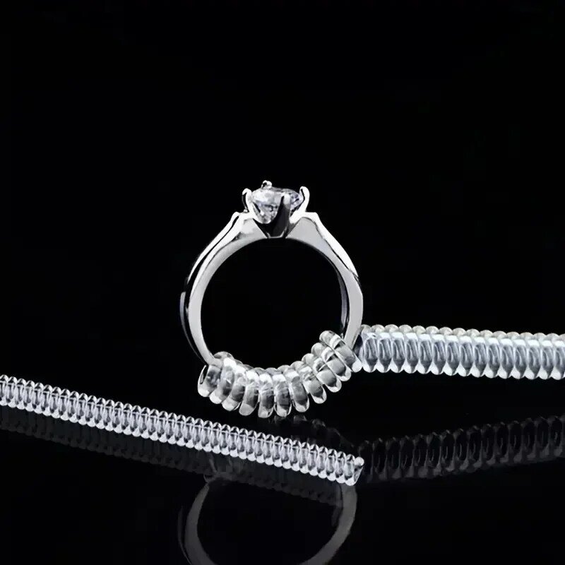 4 szt. Narzędzia redukujące rozmiar pierścienia Spiralne pierścienie na bazie sprężyn Regulacja Niewidoczny przezroczysty napinacz Narzędzia zmieniające się Osłona biżuterii