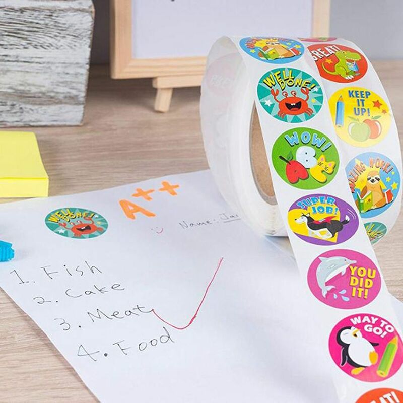 Baik dilakukan 500 buah/gulungan label untuk anak-anak Pendidikan Sekolah Guru perlengkapan stiker lembar perlengkapan sekolah stiker hadiah