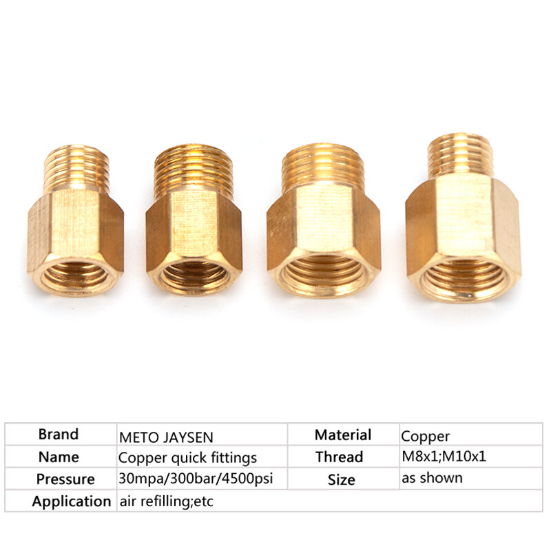 Kupfer-Doppelend-Stecker-Schnell kupplungs stecker m10x1 m8x1 Innengewinde-Luftsteckdosen-Anschluss stücke 3 teile/satz