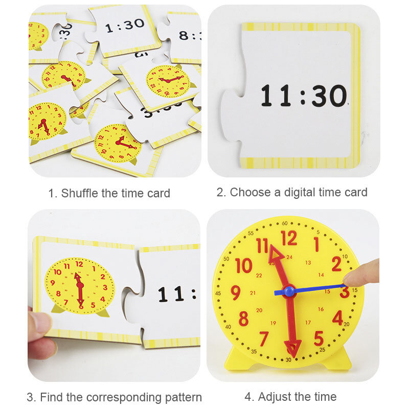 Horloge éducative Montessori pour enfants, jouets éducatifs, Puzzle de Cognition, heure, Minute, seconde, outils d'enseignement préscolaire