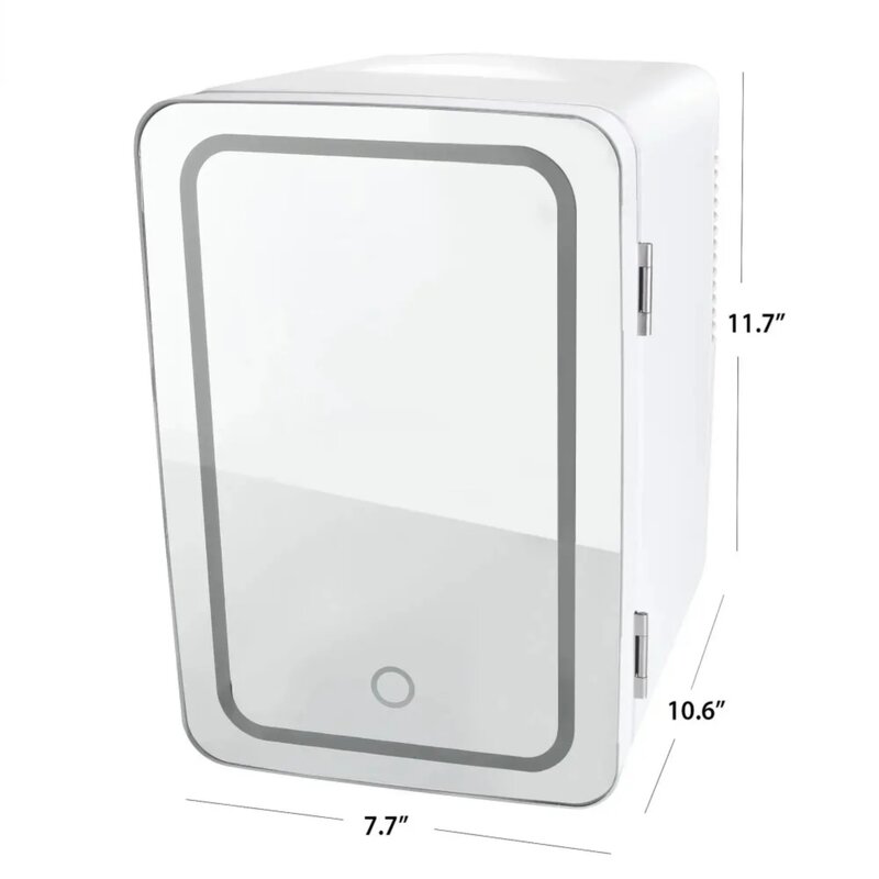 Mini Beauty Care Refrigerador com porta de vidro branco, 6L