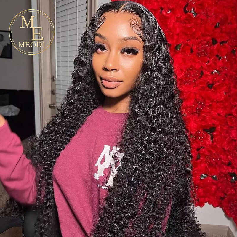 Meodi 13x6 Hd Curly Lace Front Human Hair Wigs 360 Brazilian Pre Plucked Lace Wig 40 Inch 13x4 Deep Wave Frontal Wigs For Women