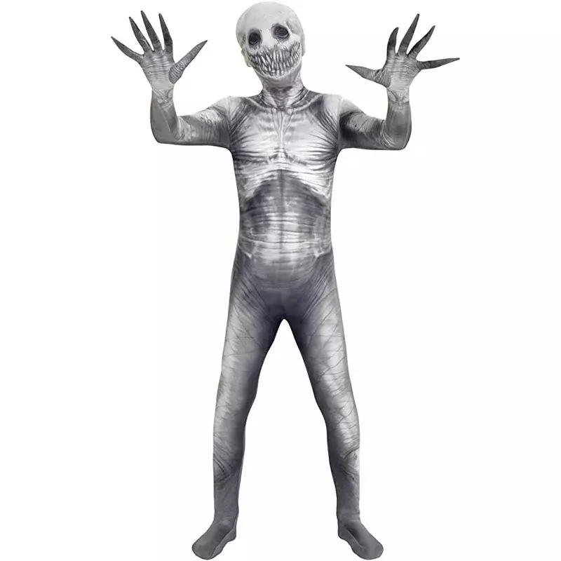Scary Jumpsuit Costume Adult Men WomenThe Rake Costume Zalgo Slenderman Bodysuit 3D Scary Halloween Costume For Kids Boys Girls
