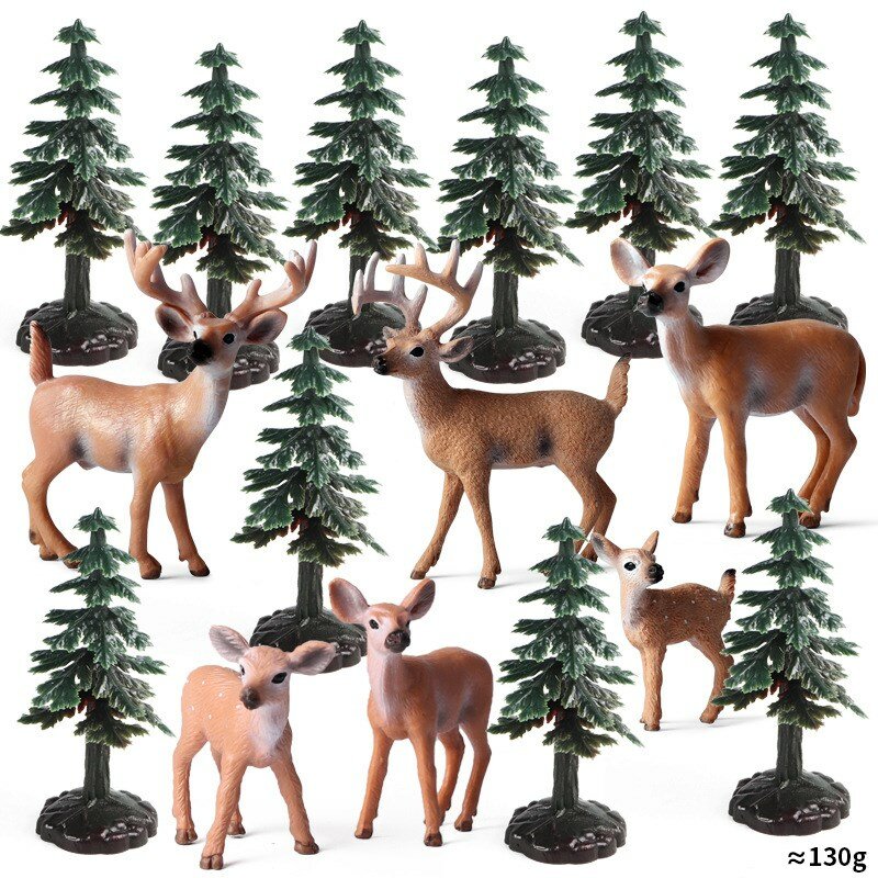 Simulação Floresta Animal Selvagem Modelo Brinquedos, Esquilo De Coelho De Raposa Ornamentos De Veado De Cauda Branca, Brinquedos Infantis