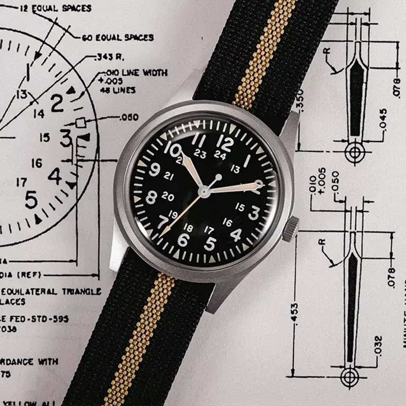 RDUNAE RA03 jam tangan kuarsa militer untuk pria Vintage G10 Miyota 2035 jam tangan pergerakan K1 kaca Mineral jam tangan Stainless Steel