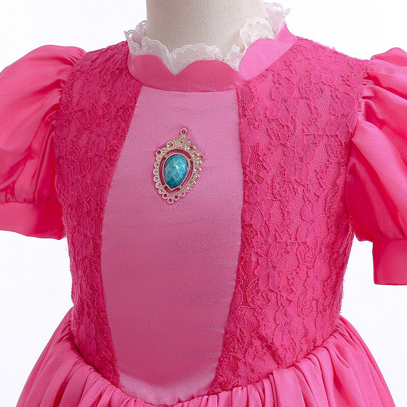 Robe Cosplay Princesse Pêche pour Fille, Costume de Jeu, ixd'Anniversaire, Scène, Tenues de Carnaval, Robes de Barrage pour Enfants