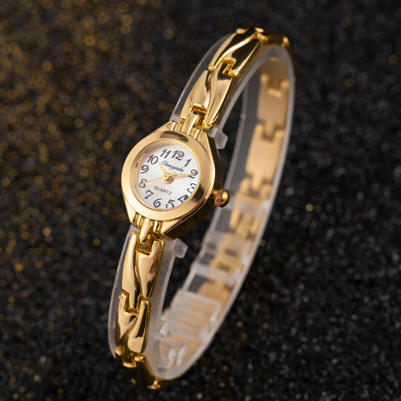 ผู้หญิงนาฬิกากําไล Mujer Golden Relojes ขนาดเล็ก Dial ควอตซ์นาฬิกาข้อมือยอดนิยมชั่วโมงหญิงสุภาพสตรี Elegant นาฬิกา Relogio