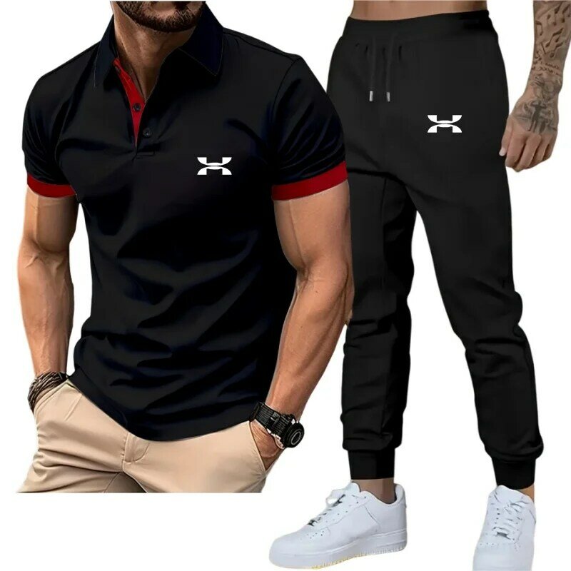 2024 NEW Men's Tracksuit Two Piece Suit POLO Fashion Spring Autumn Sweatshirts and Sweatpants Set Male Sportswear Plus Size