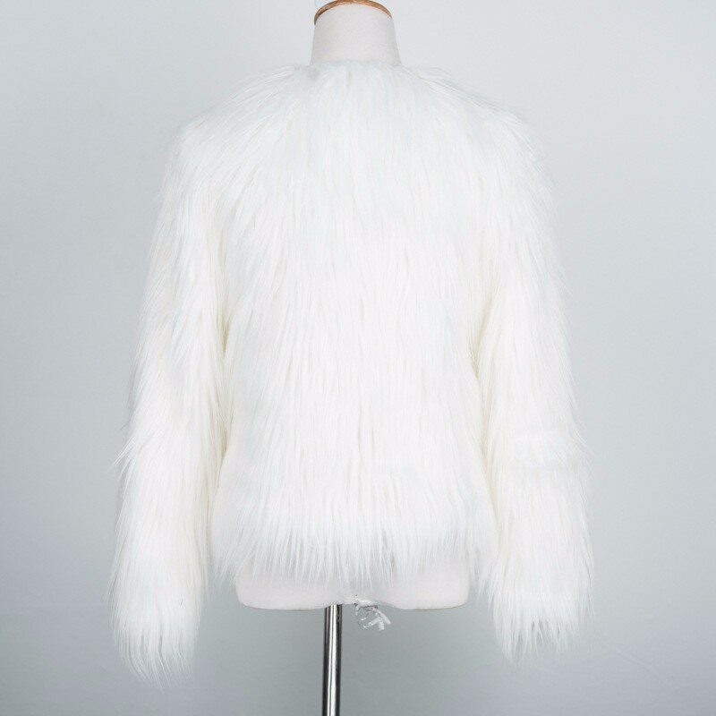 Jaket mantel musim dingin wanita, mantel bulu buatan tebal dan hangat Drop